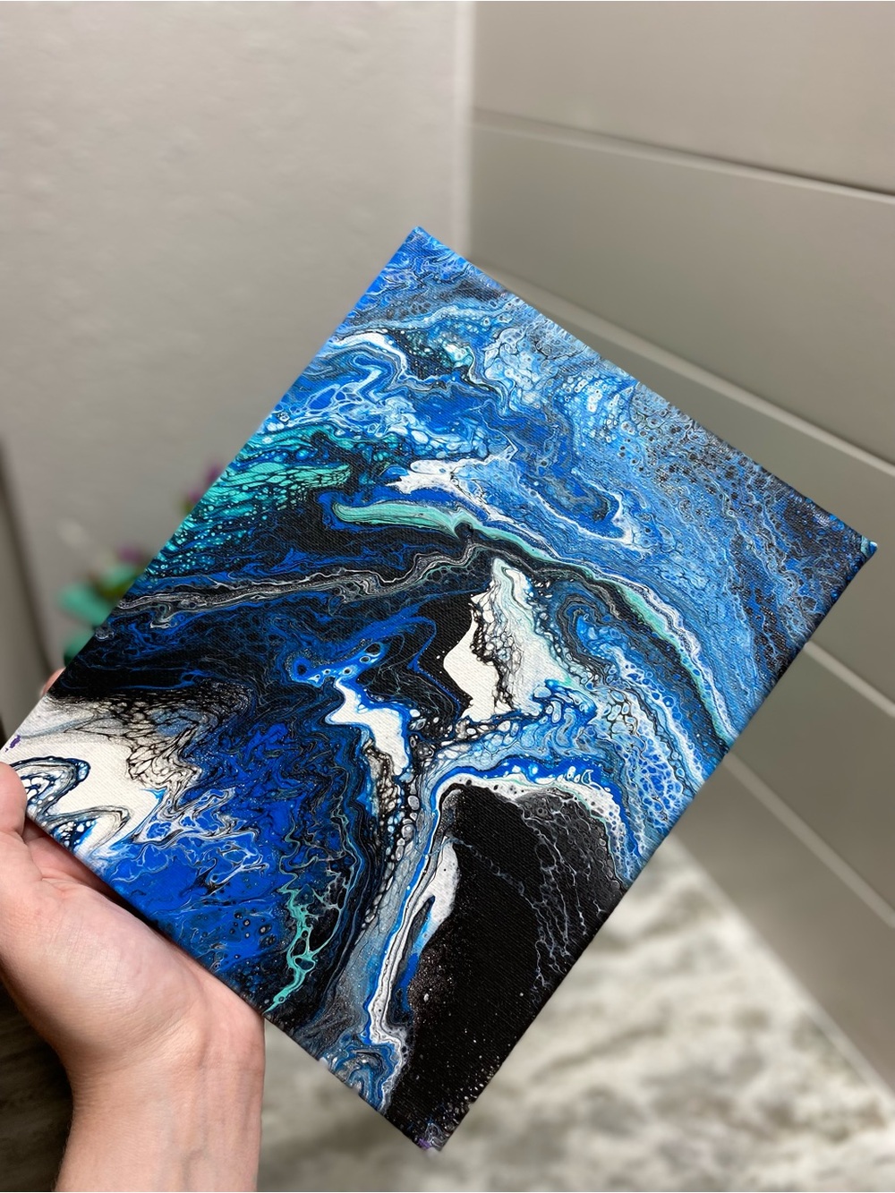 Abstract Blue and Black Canvas Art